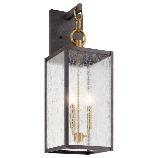 Kichler 59009WZC Lahden 3 Light 26 inch Tall Outdoor Wall Light in Weathered Zinc with Clear Seeded Glass