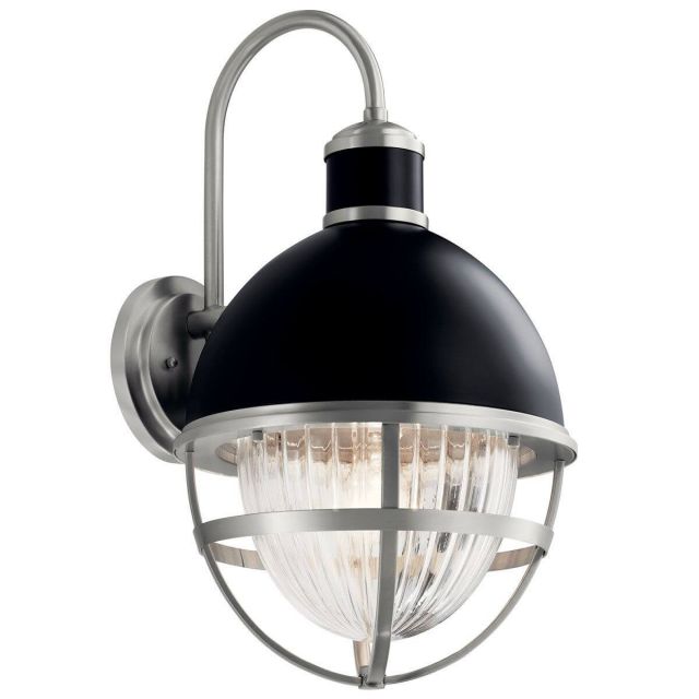 Kichler 59051BK Tollis 1 Light 21 inch Tall Outdoor Large Wall Light in Black with Clear Ribbed Glass
