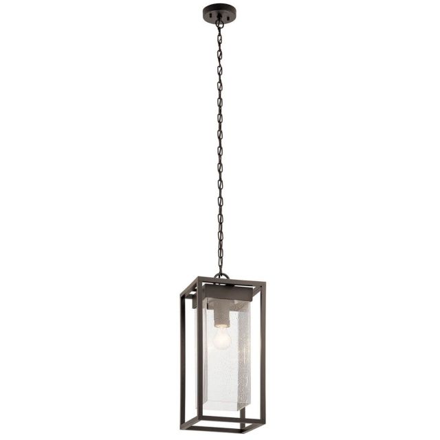 Kichler 59064OZ Mercer 1 Light 9 inch Outdoor Hanging Pendant in Olde Bronze with Clear Seeded Glass