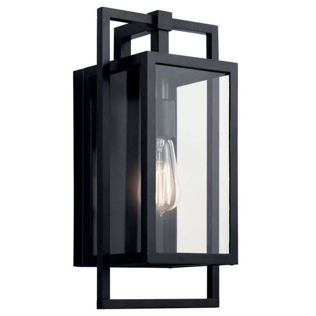 Kichler Goson 1 Light 16 inch Tall Outdoor Medium Wall Light in Black with Clear Glass 59086BK