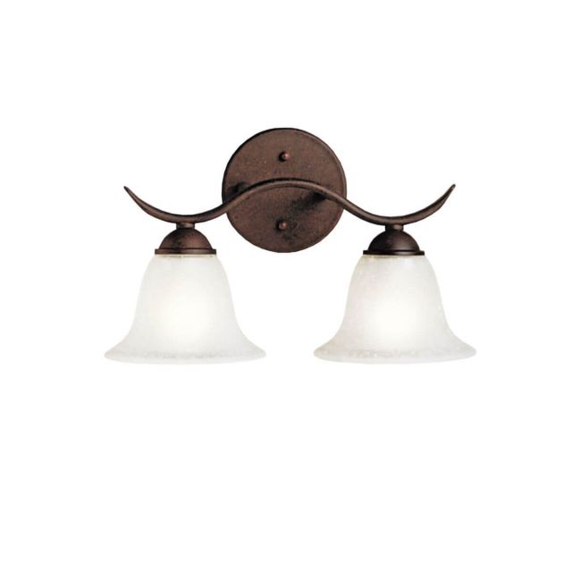 Kichler Dover 2 Light 14 inch Vanity Light in Tannery Bronze with Etched Seeded Glass 6322TZ