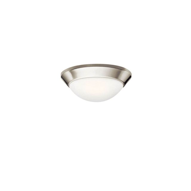 Kichler Ceiling Space 1 Light 10 inch Flush Mount in Brushed Nickel with Satin Etched Cased Opal Glass 8880NI
