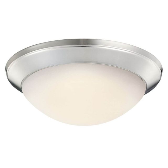 Kichler Ceiling Space 1 Light 14 Inch Flush Mount in Brushed Nickel with Satin Etched Cased Opal Glass 8881NI