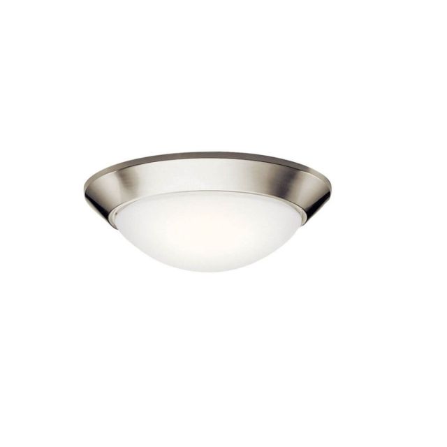 Kichler Ceiling Space 2 Light 17 Inch Flush Mount in Brushed Nickel with Satin Etched Cased Opal Glass 8882NI