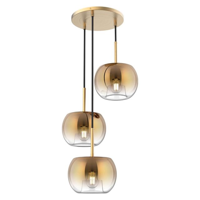 Kuzco Lighting CH57514-BG/CP Samar 3 Light 14 inch Chandeliers in Brushed Gold with Transition Copper Glass