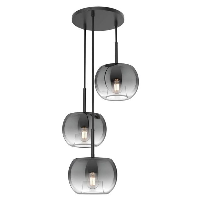 Kuzco Lighting Samar 3 Light 14 inch Chandeliers in Black with Transition Smoked Glass CH57514-BK/SM