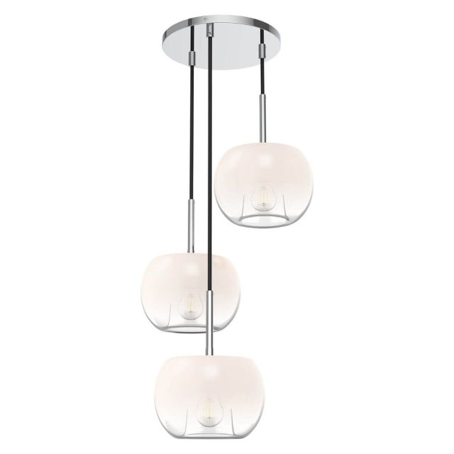 Kuzco Lighting Samar 3 Light 14 inch Chandeliers in Chrome with Transition Opal Glass CH57514-CH/OP