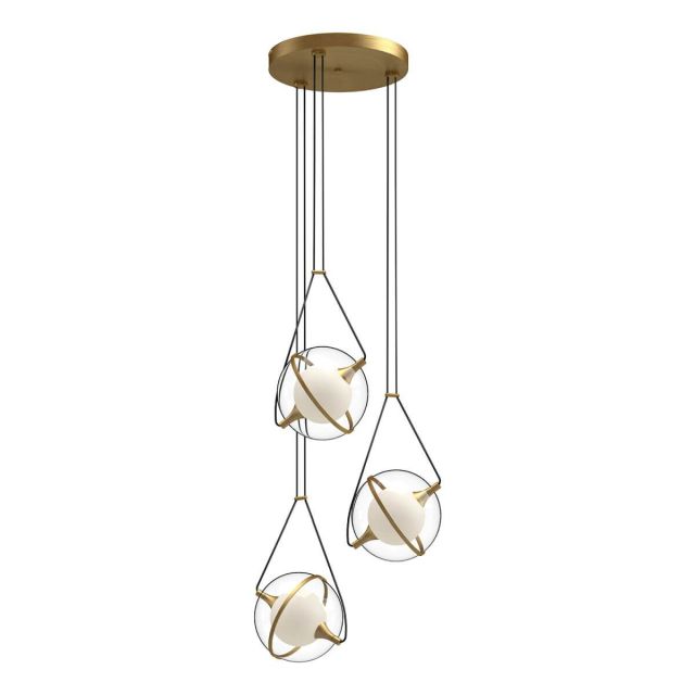Kuzco Lighting CH76718-BG Aries 18 inch LED Chandeliers in Brushed Gold with Clear External Acrylic - Frosted Internal Glass