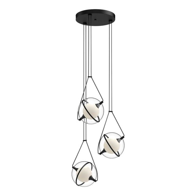 Kuzco Lighting CH76718-BK Aries 18 inch LED Chandeliers in Black with Clear External Acrylic - Frosted Internal Glass