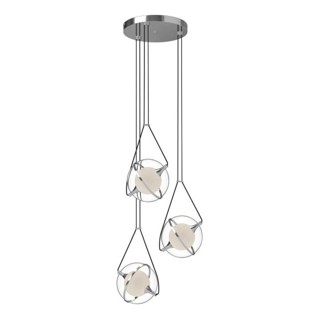 Kuzco Lighting Aries 18 inch LED Chandeliers in Chrome with Clear External Acrylic - Frosted Internal Glass CH76718-CH