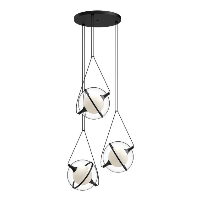Kuzco Lighting Aries 28 inch LED Chandeliers in Black with Clear External Acrylic - Frosted Internal Glass CH76728-BK