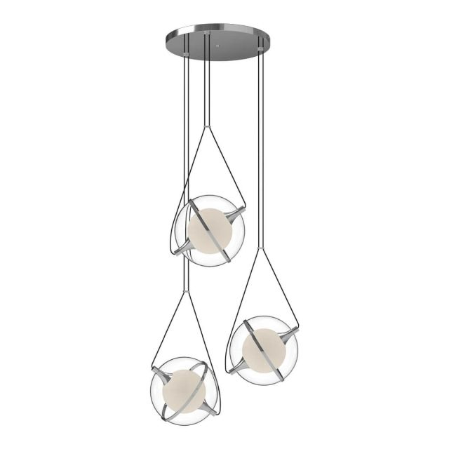Kuzco Lighting CH76728-CH Aries 28 inch LED Chandeliers in Chrome with Clear External Acrylic - Frosted Internal Glass