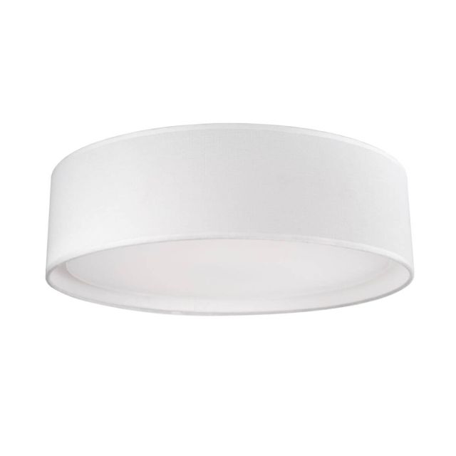 Kuzco Lighting FM7916-WH Dalton 16 inch LED Flush Mount in White with Organza Textured Linen Shade and White Acrylic Diffuser