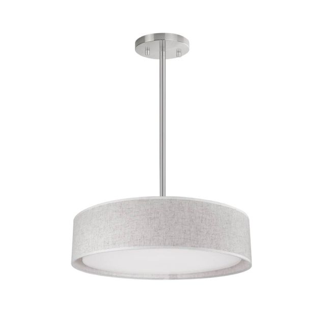 Kuzco Lighting PD7916-BE Dalton 16 inch LED Pendant in Beige with Organza Textured Linen Shade and White Acrylic Diffuser