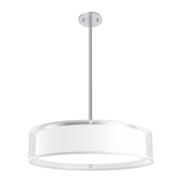 Kuzco Lighting PD7920-WOR Dalton 20 inch LED Pendant in White Organza with Organza Textured Linen Shade and White Acrylic Diffuser