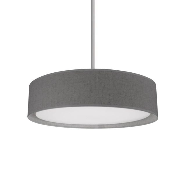 Kuzco Lighting PD7916-GY Dalton 16 inch LED Pendant in Gray with Organza Textured Linen Shade and White Acrylic Diffuser