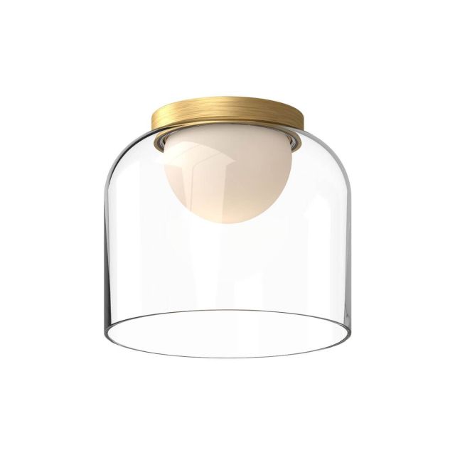 Kuzco Lighting Cedar 8 inch LED Flush Mount in Brushed Gold with Clear Glass Outside-White Diffuser Inside FM52508-BG/CL