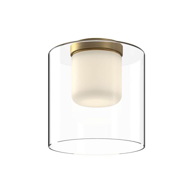 Kuzco Lighting FM53509-BG/CL Birch 10 inch LED Flush Mount in Brushed Gold with Clear Glass Outside-White Diffuser Inside
