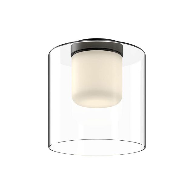 Kuzco Lighting FM53509-BK/CL Birch 10 inch LED Flush Mount in Black with Clear Glass Outside-White Diffuser Inside