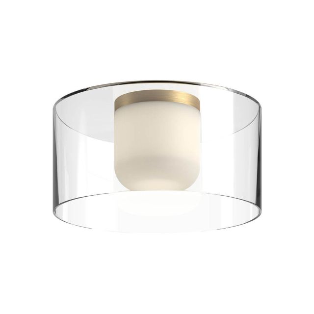 Kuzco Lighting FM53512-BG/CL Birch 12 inch LED Flush Mount in Brushed Gold with Clear Glass Outside-White Diffuser Inside