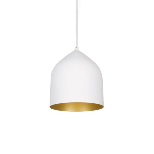 Kuzco Lighting PD9108-WH/GD Helena 8 inch LED Pendant in White-Gold with Spun Aluminum Shade and White Acrylic Diffuser