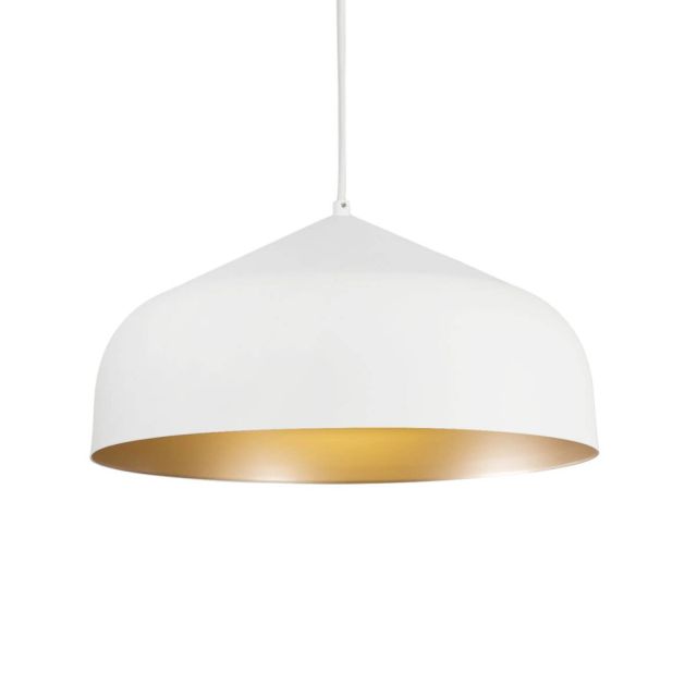 Kuzco Lighting PD9117-WH/GD Helena 17 inch LED Pendant in White-Gold with Spun Aluminum Shade and White Acrylic Diffuser