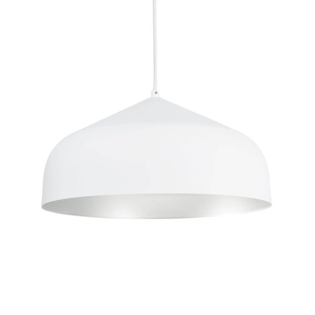 Kuzco Lighting PD9117-WH/SV Helena 17 inch LED Pendant in White-Silver with Spun Aluminum Shade and White Acrylic Diffuser