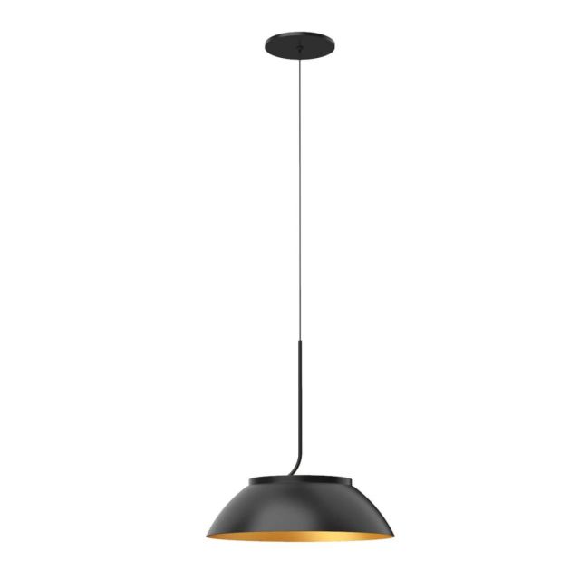 Kuzco Lighting PD51212-BK/GD Magellan 12 inch LED Pendant in Black-Gold with Spun Aluminum Shade and Frosted Acrylic Diffuser