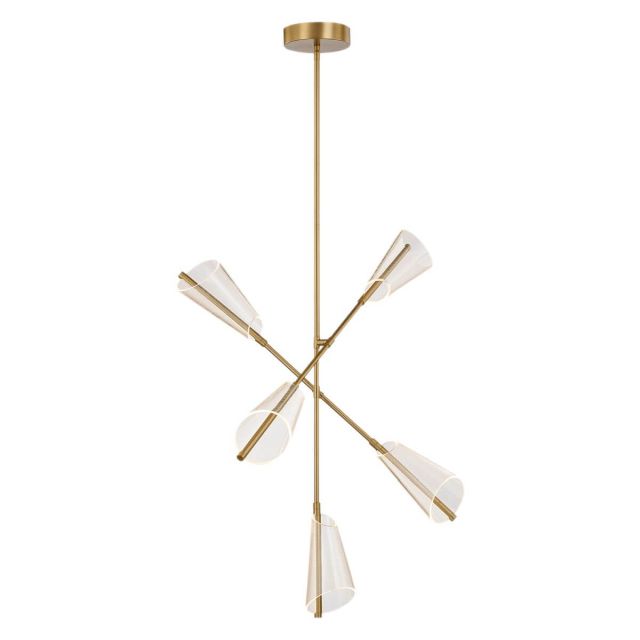 Kuzco Lighting CH62737-BG/LG Mulberry 37 inch LED Chandelier in Brushed Gold-Light Guide with Clear Acrylic Light Guide Shade and Acrylic Diffuser