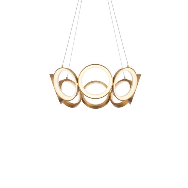 Kuzco Lighting CH94824-AN Oros 24 inch LED Chandelier in Antique Brass with White Acrylic Diffuser
