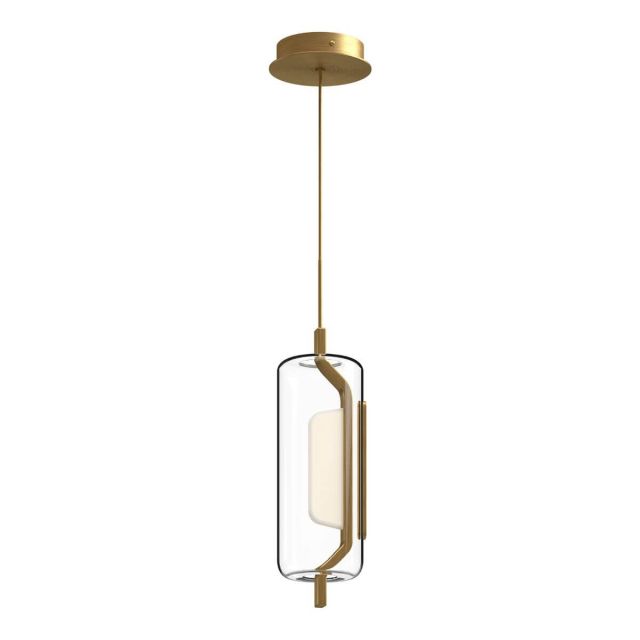 Kuzco Lighting PD28515-BG Hilo 5 inch LED Mini Pendant in Brushed Gold with Clear Glass Outside-White Acrylic Inside