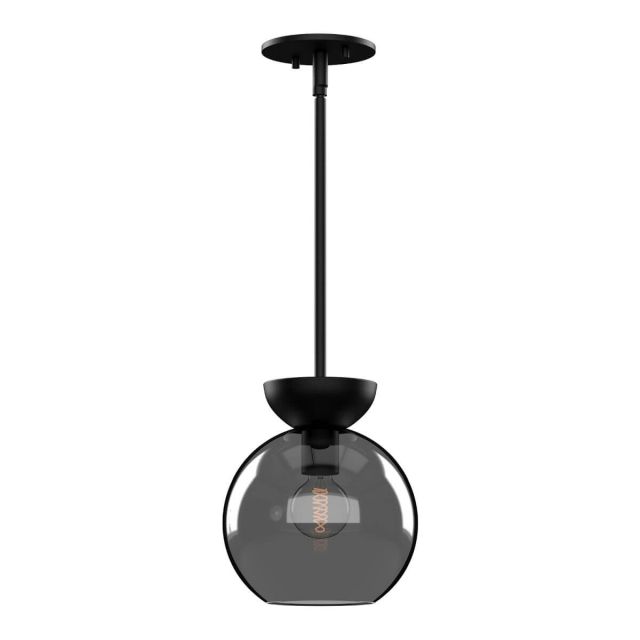 Kuzco Lighting Arcadia 1 Light 8 inch Mini Pendant in Black with Smoked Glass PD59708-BK/SM