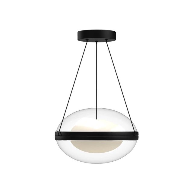 Kuzco Lighting PD76312-BK/OP Virgo 12 inch LED Pendant in Black with Clear External Glass - Frosted Interior Acrylic
