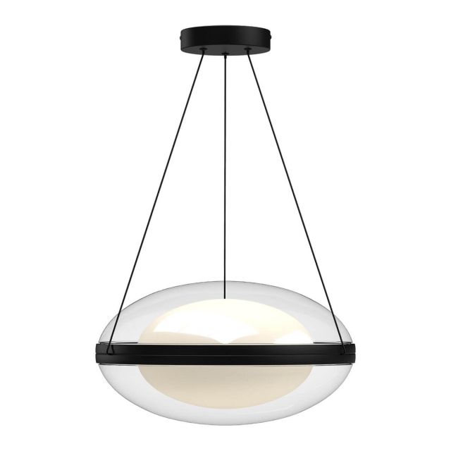 Kuzco Lighting PD76316-BK/OP Virgo 16 inch LED Pendant in Black with Clear External Glass - Frosted Interior Acrylic