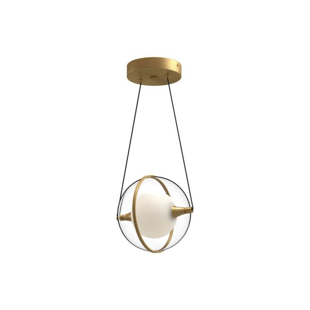Kuzco Lighting Aries 8 inch LED Mini Pendant in Brushed Gold with Clear External Acrylic - Frosted Internal Glass PD76708-BG