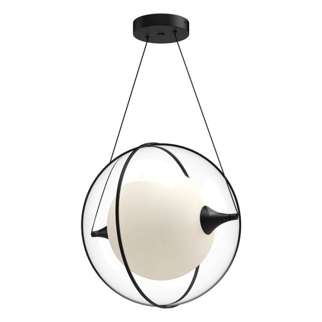 Kuzco Lighting Aries 16 inch LED Pendant in Black with Clear External Acrylic - Frosted Internal Glass PD76716-BK