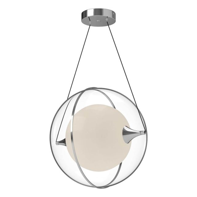 Kuzco Lighting Aries 16 inch LED Pendant in Chrome with Clear External Acrylic - Frosted Internal Glass PD76716-CH