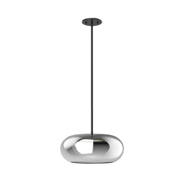 Kuzco Lighting PD62014-BK/CH Trinity 14 inch LED Pendant in Black with Chrome Glass Shade and Frosted Acrylic Diffuser