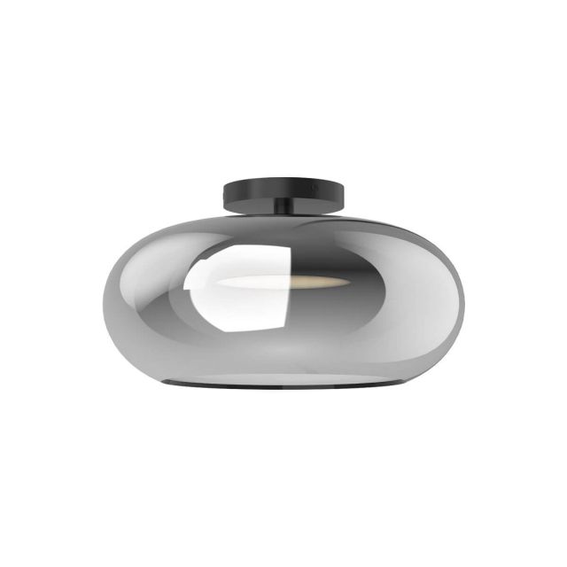 Kuzco Lighting SF62014-BK/CH Trinity 14 inch LED Semi-Flush Mount in Black with Chrome Glass Shade