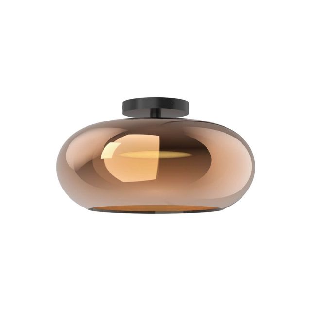 Kuzco Lighting SF62014-BK/CP Trinity 14 inch LED Semi-Flush Mount in Black with Copper Glass Shade