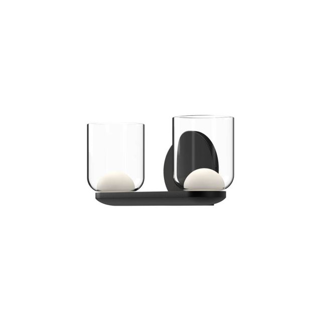 Kuzco Lighting VL52512-BK/CL Cedar 12 inch LED Bath Vanity Light in Black with Clear Glass Outside-White Diffuser Inside