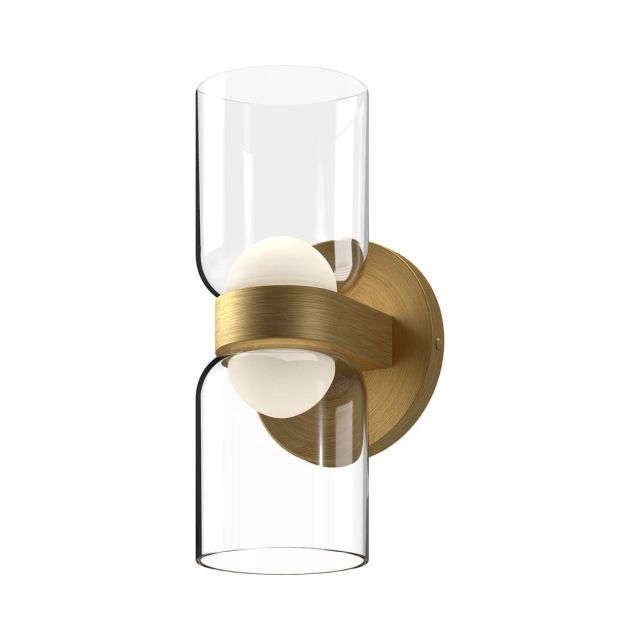 Kuzco Lighting Cedar 11 inch Tall LED Wall Sconce in Brushed Gold with Clear Glass Outside-White Diffuser Inside WS52511-BG/CL