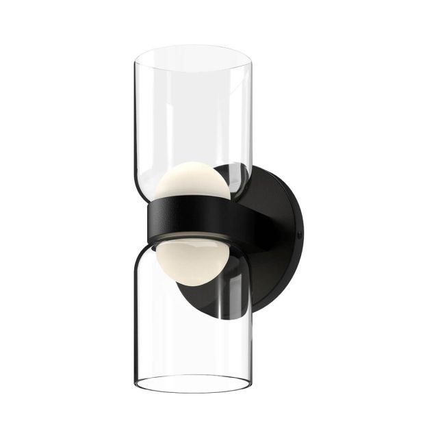 Kuzco Lighting Cedar 11 inch Tall LED Wall Sconce in Black with Clear Glass Outside-White Diffuser Inside WS52511-BK/CL