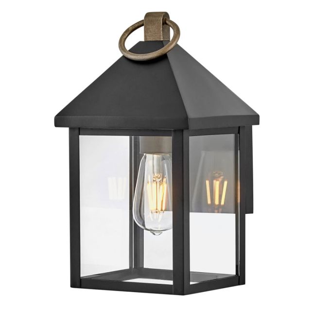 Lark 81520BK Rhett 1 Light 13 inch Tall LED Outdoor Wall Mount Lantern in Black-Burnished Bronze Accent with Clear Glass