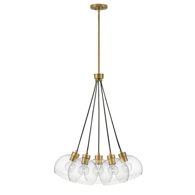 Lark 83015LCB Rumi 5 Light 22 inch Cluster Pendant in Lacquered Brass with Clear Seedy Glass
