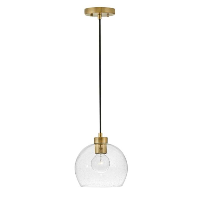 Lark 83017LCB Rumi 1 Light 9 inch Pendant in Lacquered Brass with Clear Seedy Glass