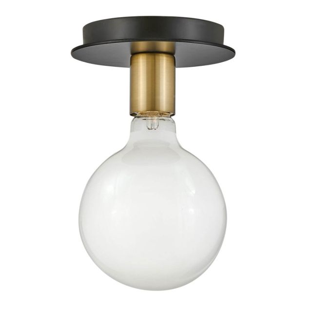 Lark 83201LCB Bobbie 1 Light 6 inch Foyer Flush Mount in Lacquered Brass with Black Accent