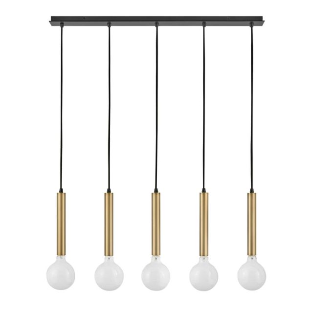 Lark 83206LCB Bobbie 5 Light 36 inch Linear Light in Lacquered Brass with Black Accent