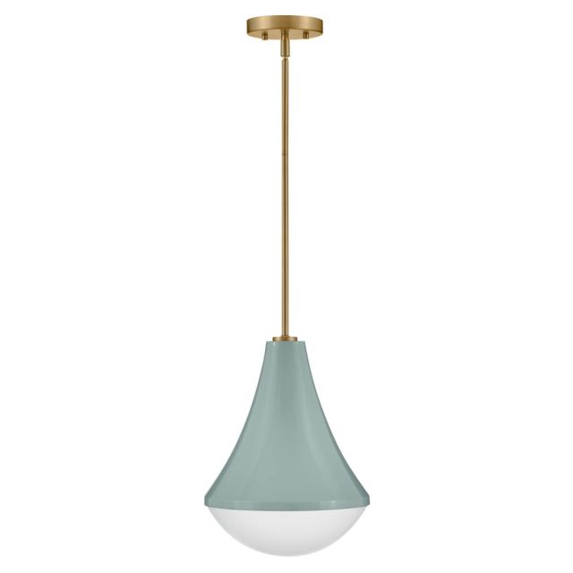 Lark 83417SF Haddie 1 Light 11 inch LED Pendant in Seafoam-Lacquered Brass Accents with Cased Opal Glass