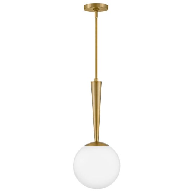 Lark 83507LCB Izzy 1 Light 10 inch LED Pendant in Lacquered Brass with Cased Opal Glass